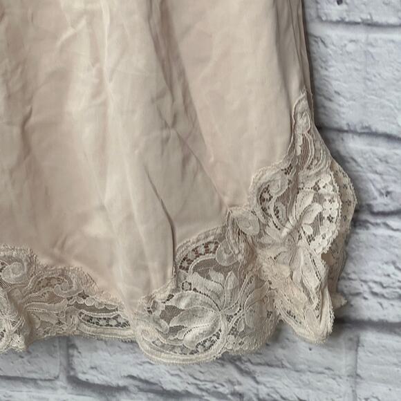 Vintage Shadowline Half Slip Camisole Set Pillow Tab Beige Size 32/S Lace - Picture 4 of 10